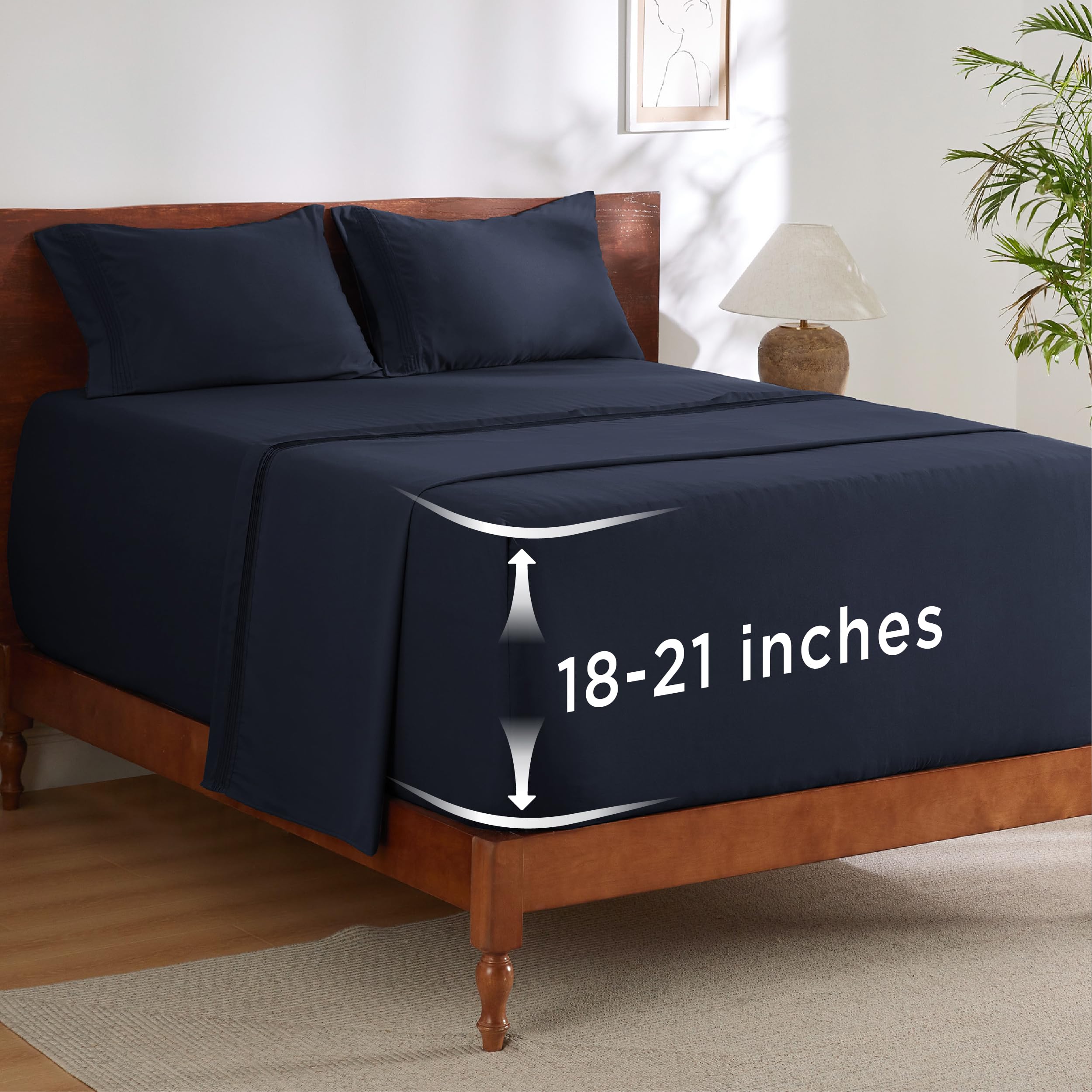 Amazon.com: Bedsure Deep Pocket Queen Sheets Set - Fits